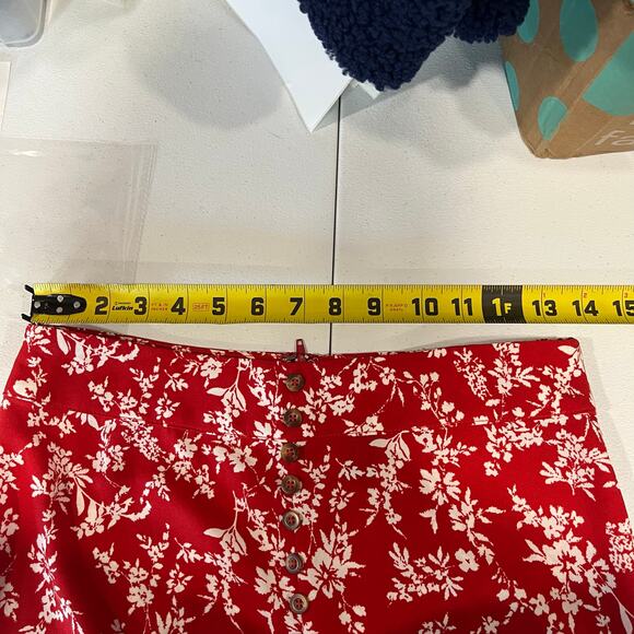 Windsor On Vacay Red Floral Maxi Skirt Buttons Resortwear Cruise Slit Small - Picture 7 of 9